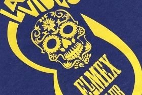 Transfert SeriOne jaune motif tête de mort sur textile marine