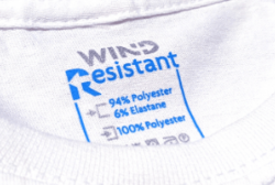 Serilabel Wind Resistant garment label printed inside clothing
