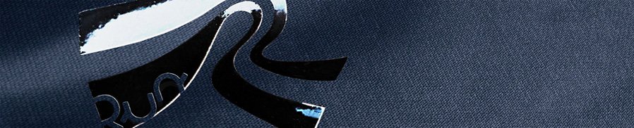 Transfert Die-Cut glossy noir brillant logo Run sur tissu bleu foncé