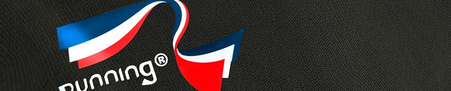 Tricolour Die-Cut Premium Running logo transfer on black fabric
